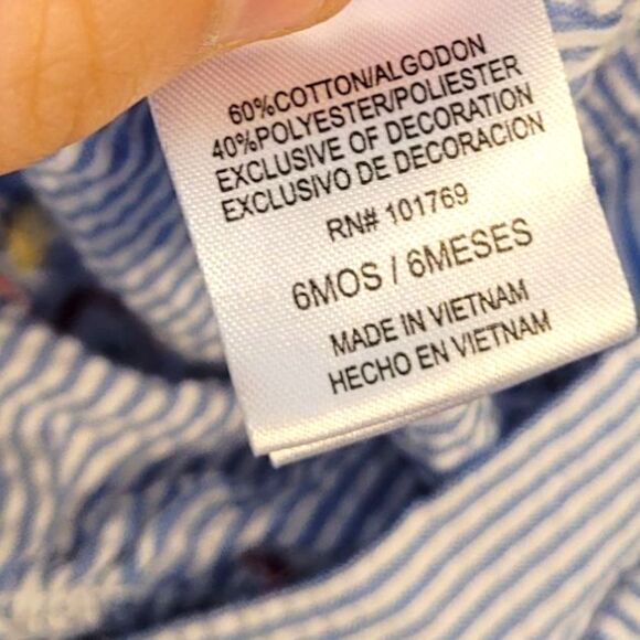 Good Lad Blue Seersucker Crab Motif Romper Size 6 Months - Picture 5 of 6